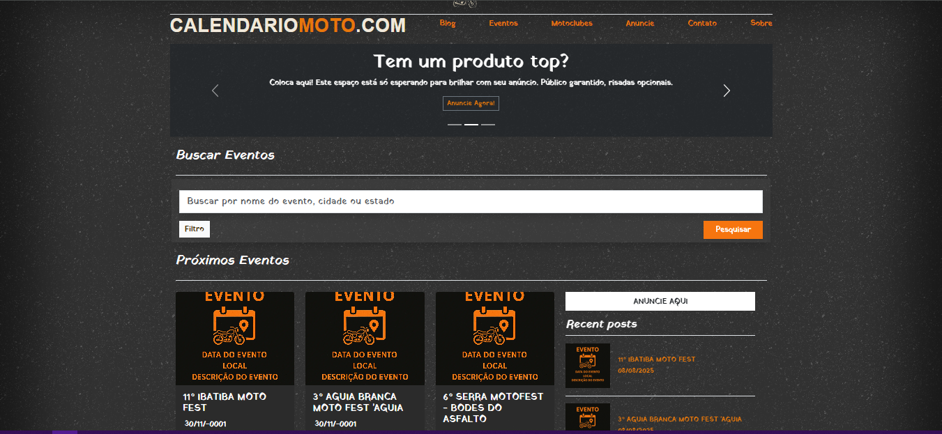 Calendário Moto - Portal de eventos motociclísticos